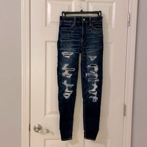 American Eagle AE high rise jean with rips
